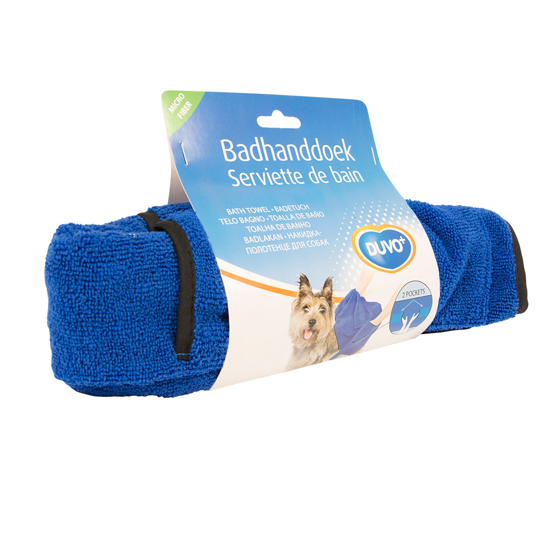 Badhanddoek voor hond microfiber blauw