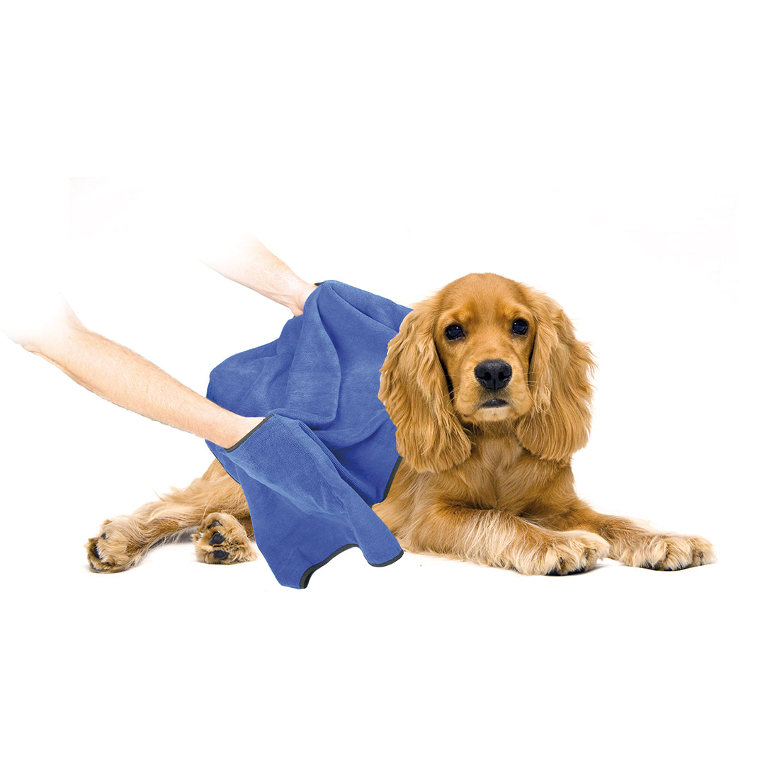 Badhanddoek voor hond microfiber blauw